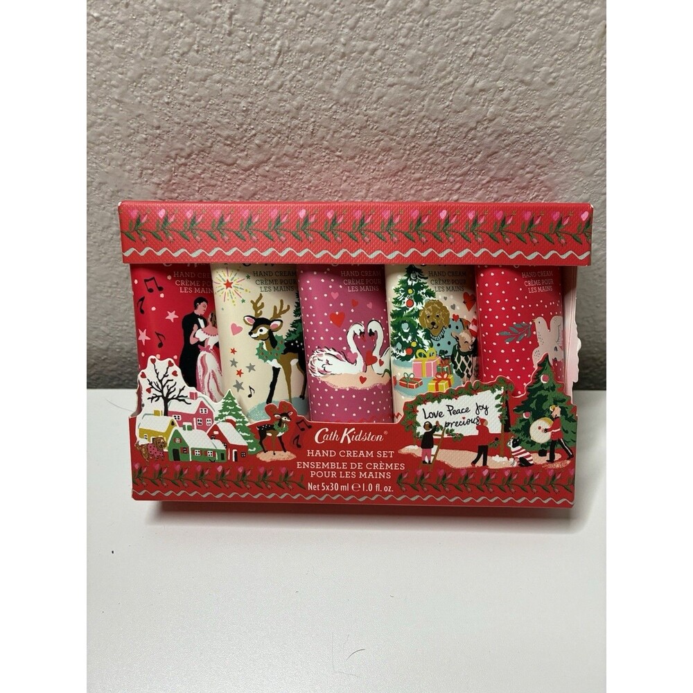 Cath Kidston RED BERRY & CEDAR Hand Cream Set of 5 x 1 oz Red HOLIDAY box XMAS